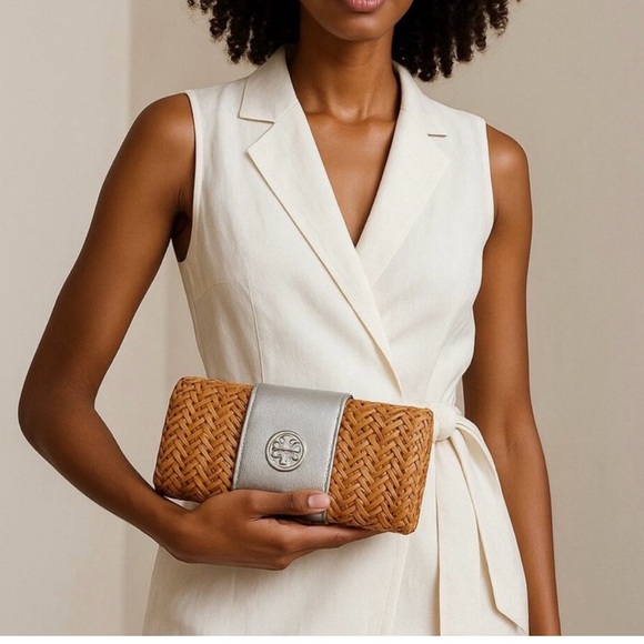 Tory Burch✨ Rattan Wicker Clutch Woven